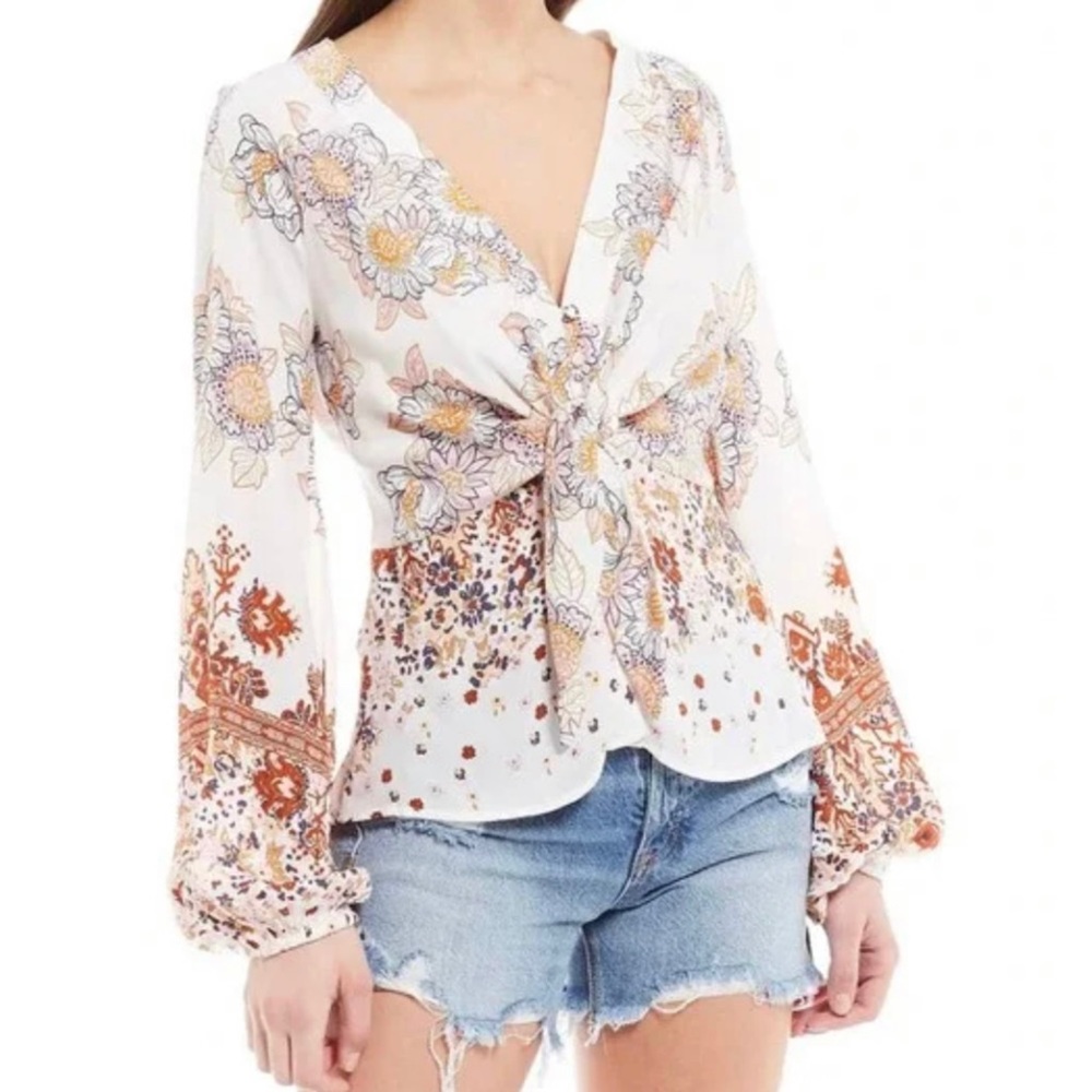 Free People Run Free Satin Blouse